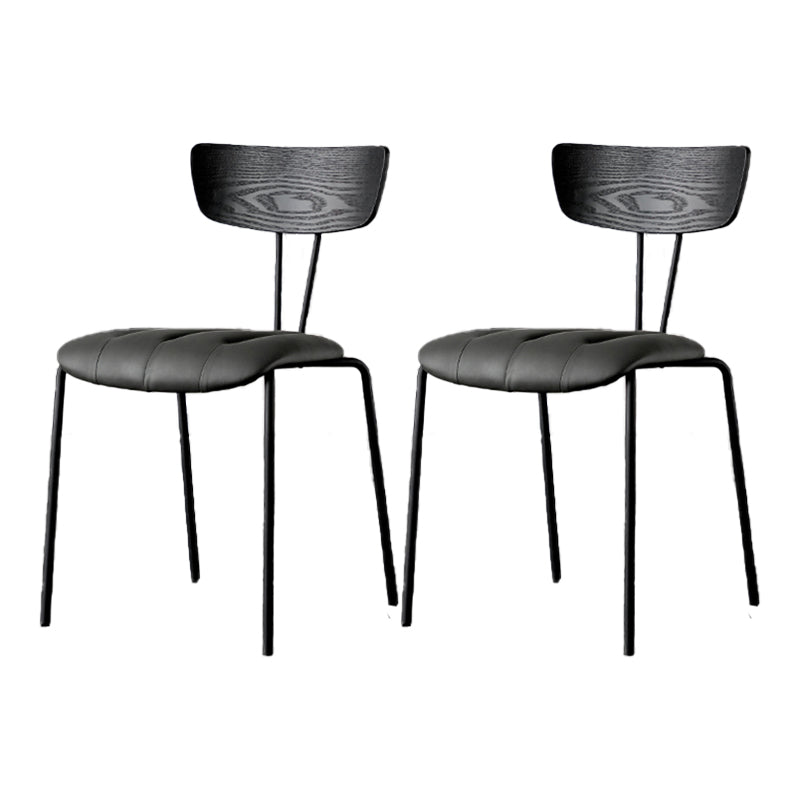 Industrial Style Dining Chairs Kitchen Armless Side Chairs with Metal Legs Light Gray-Black 2 Piece Set Clearhalo ' kitchen&dining_furn' 'Dining Chairs' 'Dining Tables & Seating' 'dining_chair' 'furn' 'furn_dining_chair' 'Furniture' 'furniture_dining_chair' 'Kitchen & Dining Furniture' 'kitchen' 4140647