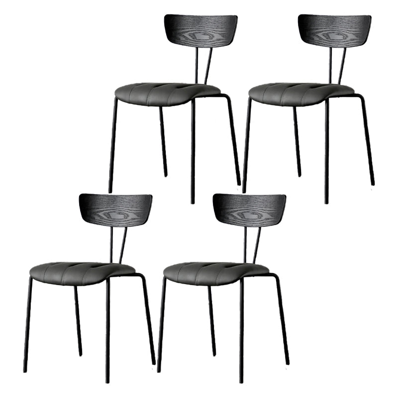 Industrial Style Dining Chairs Kitchen Armless Side Chairs with Metal Legs Light Gray-Black 4 Piece Set Clearhalo ' kitchen&dining_furn' 'Dining Chairs' 'Dining Tables & Seating' 'dining_chair' 'furn' 'furn_dining_chair' 'Furniture' 'furniture_dining_chair' 'Kitchen & Dining Furniture' 'kitchen' 4140648