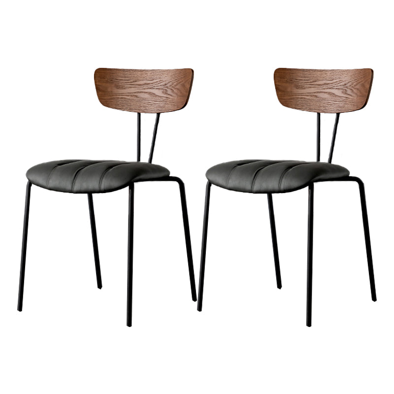 Industrial Style Dining Chairs Kitchen Armless Side Chairs with Metal Legs Gray Coffee 2 Piece Set Clearhalo ' kitchen&dining_furn' 'Dining Chairs' 'Dining Tables & Seating' 'dining_chair' 'furn' 'furn_dining_chair' 'Furniture' 'furniture_dining_chair' 'Kitchen & Dining Furniture' 'kitchen' 4140650