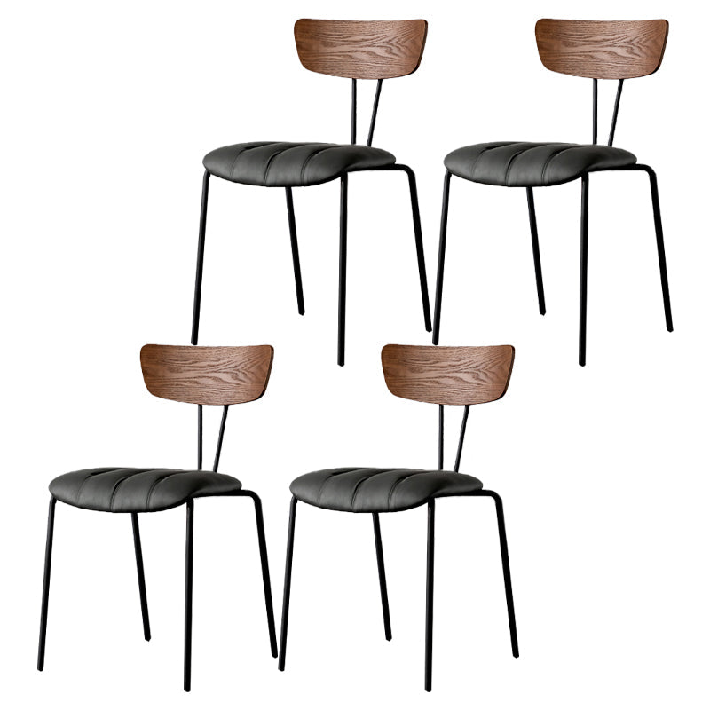 Industrial Style Dining Chairs Kitchen Armless Side Chairs with Metal Legs Gray Coffee 4 Piece Set Clearhalo ' kitchen&dining_furn' 'Dining Chairs' 'Dining Tables & Seating' 'dining_chair' 'furn' 'furn_dining_chair' 'Furniture' 'furniture_dining_chair' 'Kitchen & Dining Furniture' 'kitchen' 4140651