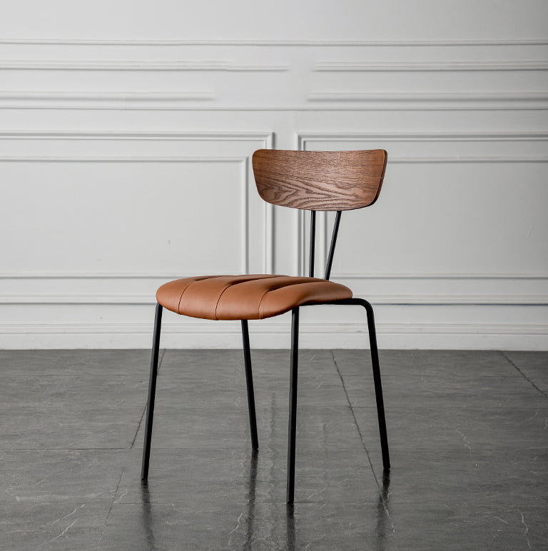 Industrial Style Dining Chairs Kitchen Armless Side Chairs with Metal Legs Brown 1 Piece Clearhalo ' kitchen&dining_furn' 'Dining Chairs' 'Dining Tables & Seating' 'dining_chair' 'furn' 'furn_dining_chair' 'Furniture' 'furniture_dining_chair' 'Kitchen & Dining Furniture' 'kitchen' 4140655