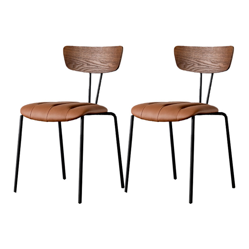 Industrial Style Dining Chairs Kitchen Armless Side Chairs with Metal Legs Brown 2 Piece Set Clearhalo ' kitchen&dining_furn' 'Dining Chairs' 'Dining Tables & Seating' 'dining_chair' 'furn' 'furn_dining_chair' 'Furniture' 'furniture_dining_chair' 'Kitchen & Dining Furniture' 'kitchen' 4140656