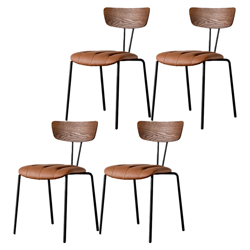 Industrial Style Dining Chairs Kitchen Armless Side Chairs with Metal Legs Brown 4 Piece Set Clearhalo ' kitchen&dining_furn' 'Dining Chairs' 'Dining Tables & Seating' 'dining_chair' 'furn' 'furn_dining_chair' 'Furniture' 'furniture_dining_chair' 'Kitchen & Dining Furniture' 'kitchen' 4140657