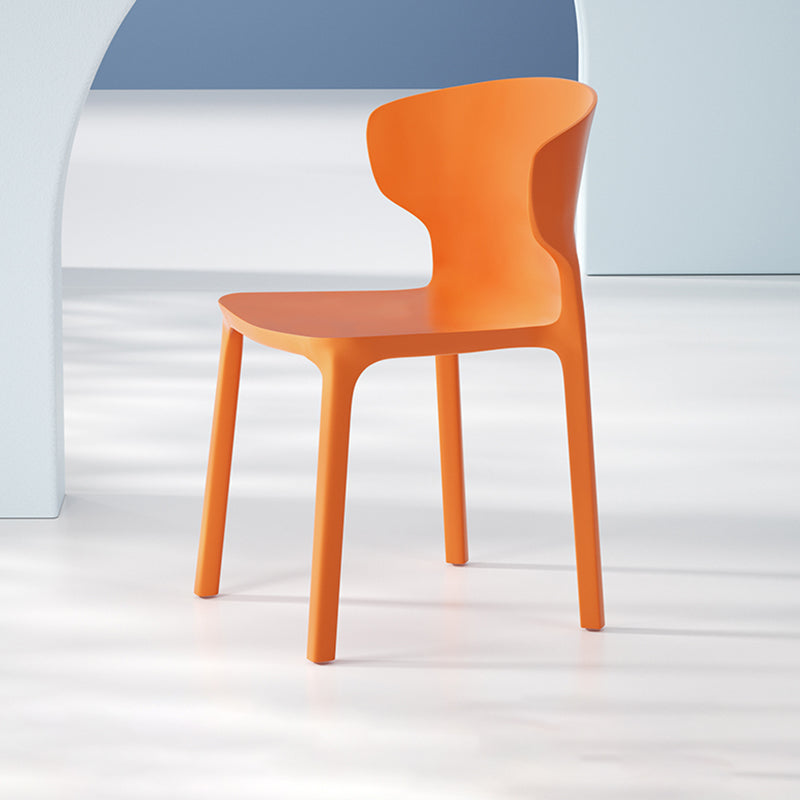 Scandinavian Style Plastic Dining Armless Chairs Wingback Chairs (Set of 4) Orange 1 Piece Clearhalo ' kitchen&dining_furn' 'Dining Chairs' 'Dining Tables & Seating' 'dining_chair' 'furn' 'furn_dining_chair' 'Furniture' 'furniture_dining_chair' 'Kitchen & Dining Furniture' 'kitchen' 4140663