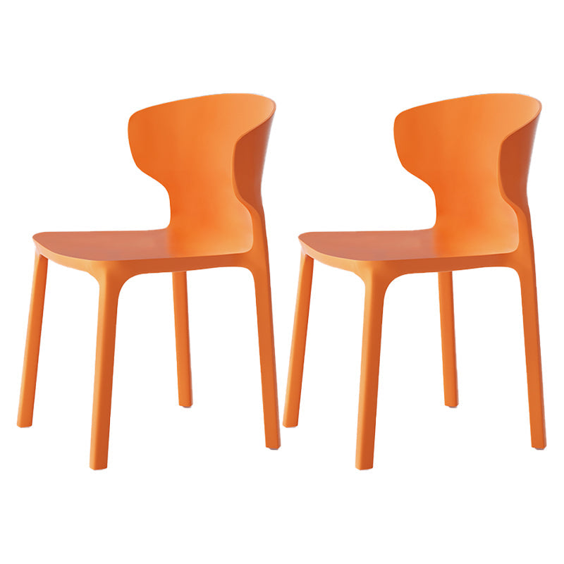 Scandinavian Style Plastic Dining Armless Chairs Wingback Chairs (Set of 4) Orange 2 Piece Set Clearhalo ' kitchen&dining_furn' 'Dining Chairs' 'Dining Tables & Seating' 'dining_chair' 'furn' 'furn_dining_chair' 'Furniture' 'furniture_dining_chair' 'Kitchen & Dining Furniture' 'kitchen' 4140665