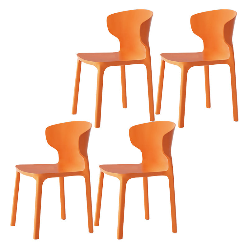 Scandinavian Style Plastic Dining Armless Chairs Wingback Chairs (Set of 4) Orange 4 Piece Set Clearhalo ' kitchen&dining_furn' 'Dining Chairs' 'Dining Tables & Seating' 'dining_chair' 'furn' 'furn_dining_chair' 'Furniture' 'furniture_dining_chair' 'Kitchen & Dining Furniture' 'kitchen' 4140667