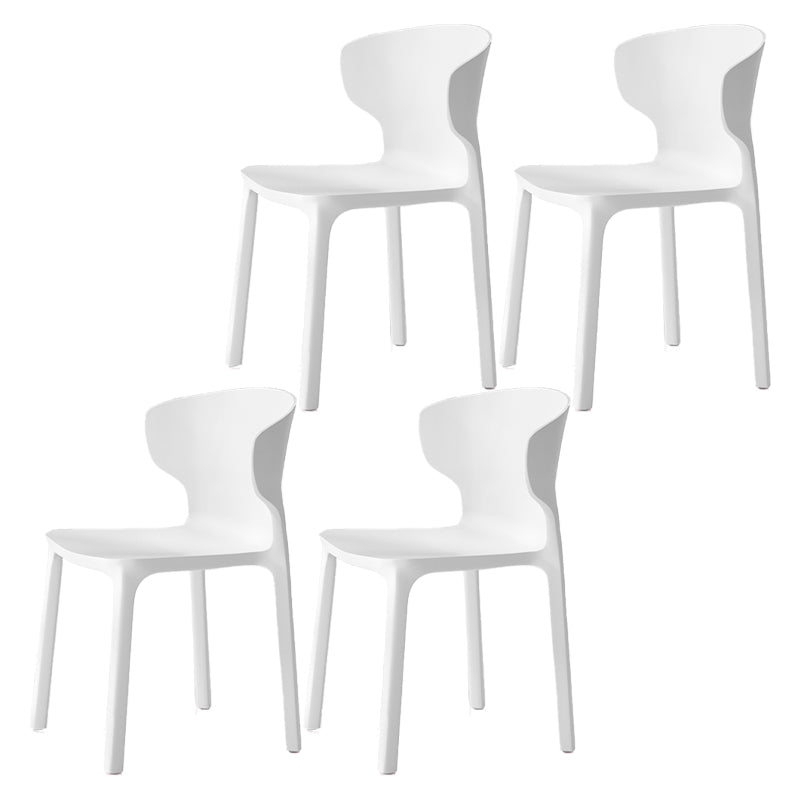 Scandinavian Style Plastic Dining Armless Chairs Wingback Chairs (Set of 4) White 4 Piece Set Clearhalo ' kitchen&dining_furn' 'Dining Chairs' 'Dining Tables & Seating' 'dining_chair' 'furn' 'furn_dining_chair' 'Furniture' 'furniture_dining_chair' 'Kitchen & Dining Furniture' 'kitchen' 4140673