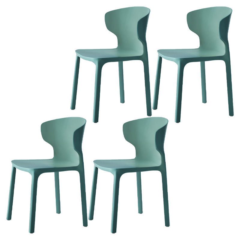 Scandinavian Style Plastic Dining Armless Chairs Wingback Chairs (Set of 4) Green 4 Piece Set Clearhalo ' kitchen&dining_furn' 'Dining Chairs' 'Dining Tables & Seating' 'dining_chair' 'furn' 'furn_dining_chair' 'Furniture' 'furniture_dining_chair' 'Kitchen & Dining Furniture' 'kitchen' 4140678