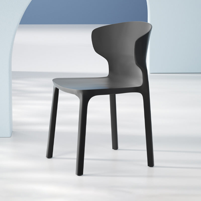 Scandinavian Style Plastic Dining Armless Chairs Wingback Chairs (Set of 4) Dark Gray 1 Piece Clearhalo ' kitchen&dining_furn' 'Dining Chairs' 'Dining Tables & Seating' 'dining_chair' 'furn' 'furn_dining_chair' 'Furniture' 'furniture_dining_chair' 'Kitchen & Dining Furniture' 'kitchen' 4140680