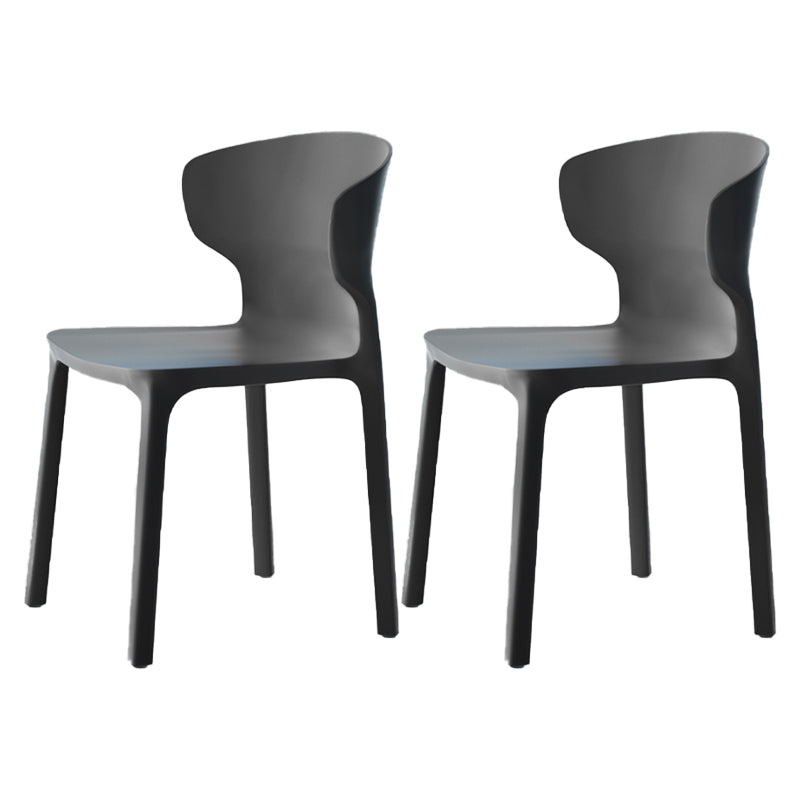 Scandinavian Style Plastic Dining Armless Chairs Wingback Chairs (Set of 4) Dark Gray 2 Piece Set Clearhalo ' kitchen&dining_furn' 'Dining Chairs' 'Dining Tables & Seating' 'dining_chair' 'furn' 'furn_dining_chair' 'Furniture' 'furniture_dining_chair' 'Kitchen & Dining Furniture' 'kitchen' 4140681