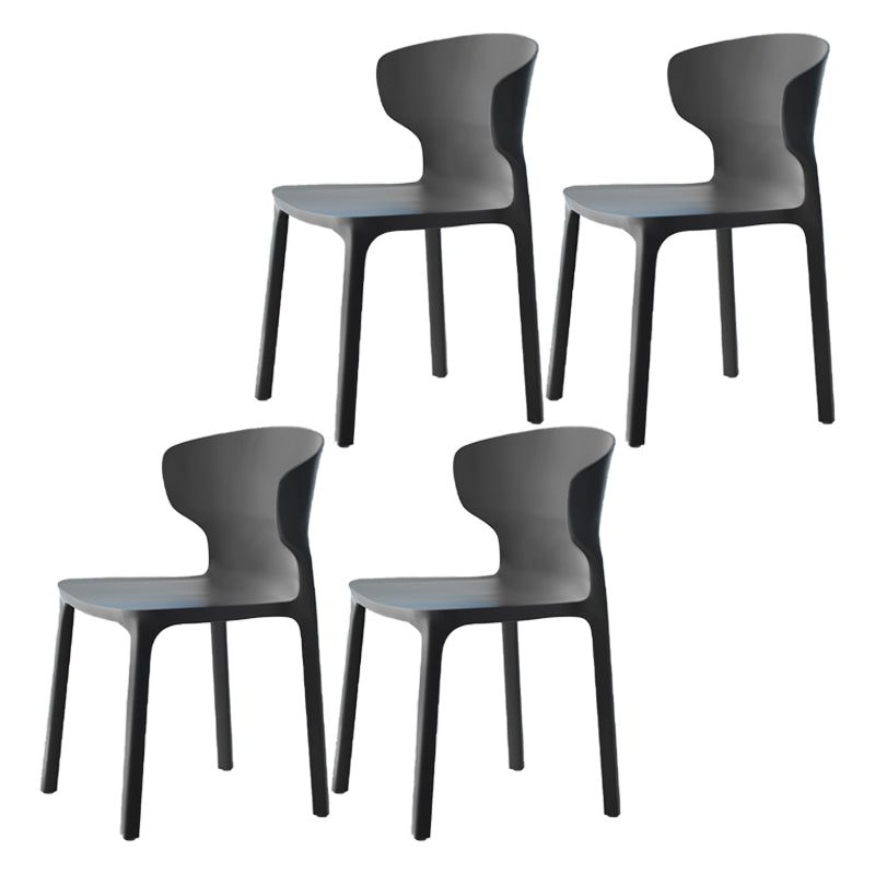 Scandinavian Style Plastic Dining Armless Chairs Wingback Chairs (Set of 4) Dark Gray 4 Piece Set Clearhalo ' kitchen&dining_furn' 'Dining Chairs' 'Dining Tables & Seating' 'dining_chair' 'furn' 'furn_dining_chair' 'Furniture' 'furniture_dining_chair' 'Kitchen & Dining Furniture' 'kitchen' 4140682