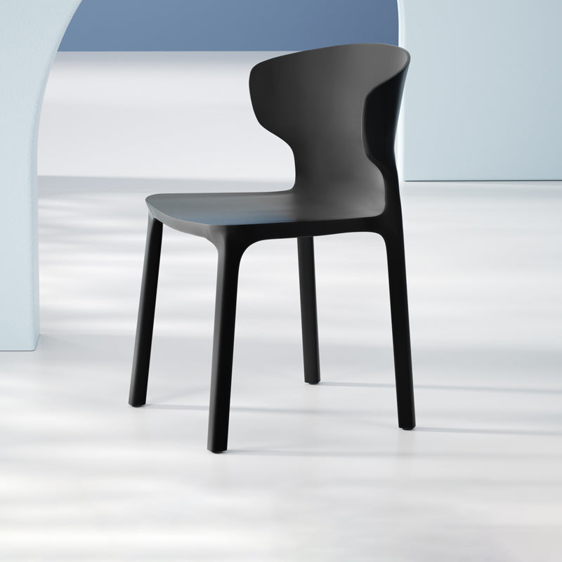 Scandinavian Style Plastic Dining Armless Chairs Wingback Chairs (Set of 4) Black 1 Piece Clearhalo ' kitchen&dining_furn' 'Dining Chairs' 'Dining Tables & Seating' 'dining_chair' 'furn' 'furn_dining_chair' 'Furniture' 'furniture_dining_chair' 'Kitchen & Dining Furniture' 'kitchen' 4140683