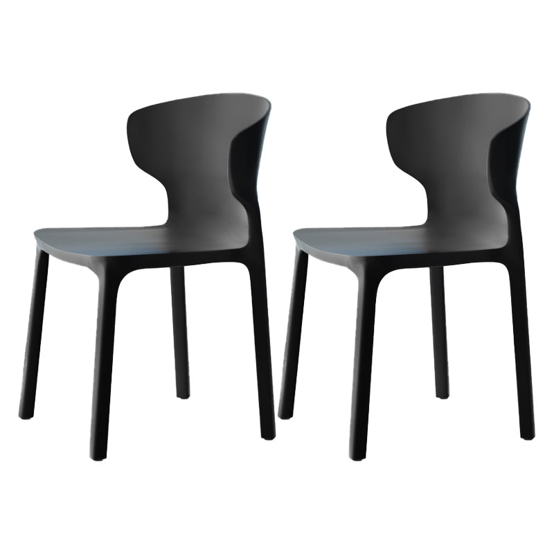 Scandinavian Style Plastic Dining Armless Chairs Wingback Chairs (Set of 4) Black 2 Piece Set Clearhalo ' kitchen&dining_furn' 'Dining Chairs' 'Dining Tables & Seating' 'dining_chair' 'furn' 'furn_dining_chair' 'Furniture' 'furniture_dining_chair' 'Kitchen & Dining Furniture' 'kitchen' 4140684