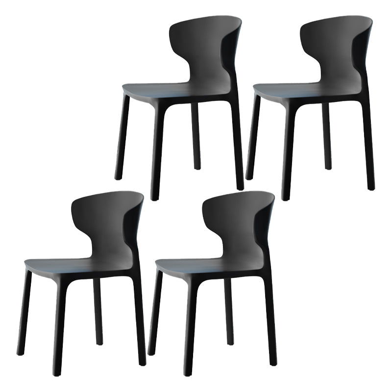Scandinavian Style Plastic Dining Armless Chairs Wingback Chairs (Set of 4) Black 4 Piece Set Clearhalo ' kitchen&dining_furn' 'Dining Chairs' 'Dining Tables & Seating' 'dining_chair' 'furn' 'furn_dining_chair' 'Furniture' 'furniture_dining_chair' 'Kitchen & Dining Furniture' 'kitchen' 4140685