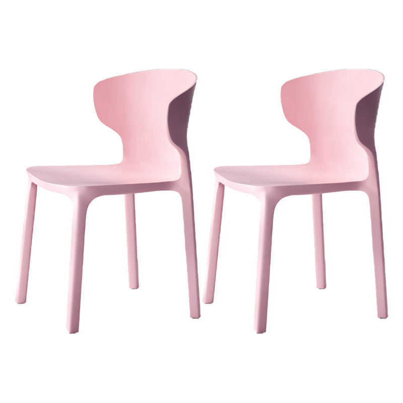 Scandinavian Style Plastic Dining Armless Chairs Wingback Chairs (Set of 4) Pink 2 Piece Set Clearhalo ' kitchen&dining_furn' 'Dining Chairs' 'Dining Tables & Seating' 'dining_chair' 'furn' 'furn_dining_chair' 'Furniture' 'furniture_dining_chair' 'Kitchen & Dining Furniture' 'kitchen' 4140687
