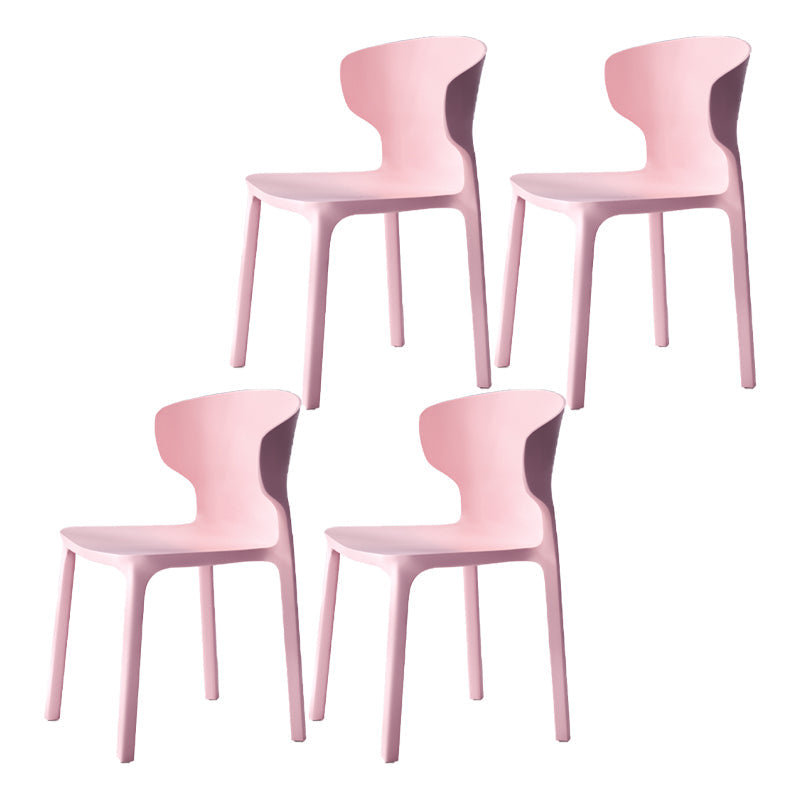 Scandinavian Style Plastic Dining Armless Chairs Wingback Chairs (Set of 4) Pink 4 Piece Set Clearhalo ' kitchen&dining_furn' 'Dining Chairs' 'Dining Tables & Seating' 'dining_chair' 'furn' 'furn_dining_chair' 'Furniture' 'furniture_dining_chair' 'Kitchen & Dining Furniture' 'kitchen' 4140688