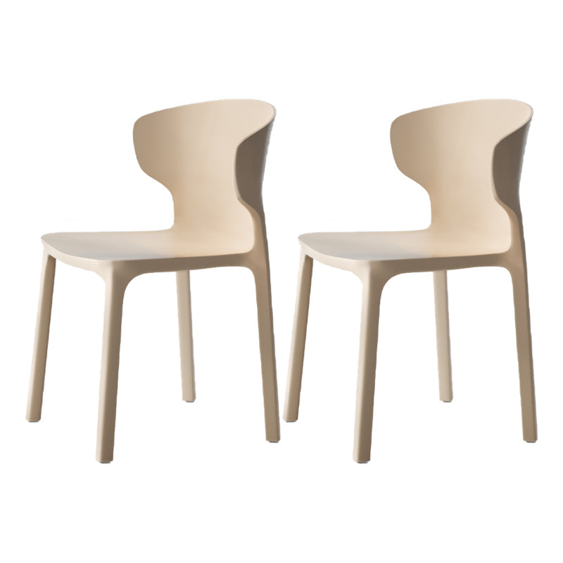 Scandinavian Style Plastic Dining Armless Chairs Wingback Chairs (Set of 4) Khaki 2 Piece Set Clearhalo ' kitchen&dining_furn' 'Dining Chairs' 'Dining Tables & Seating' 'dining_chair' 'furn' 'furn_dining_chair' 'Furniture' 'furniture_dining_chair' 'Kitchen & Dining Furniture' 'kitchen' 4140690
