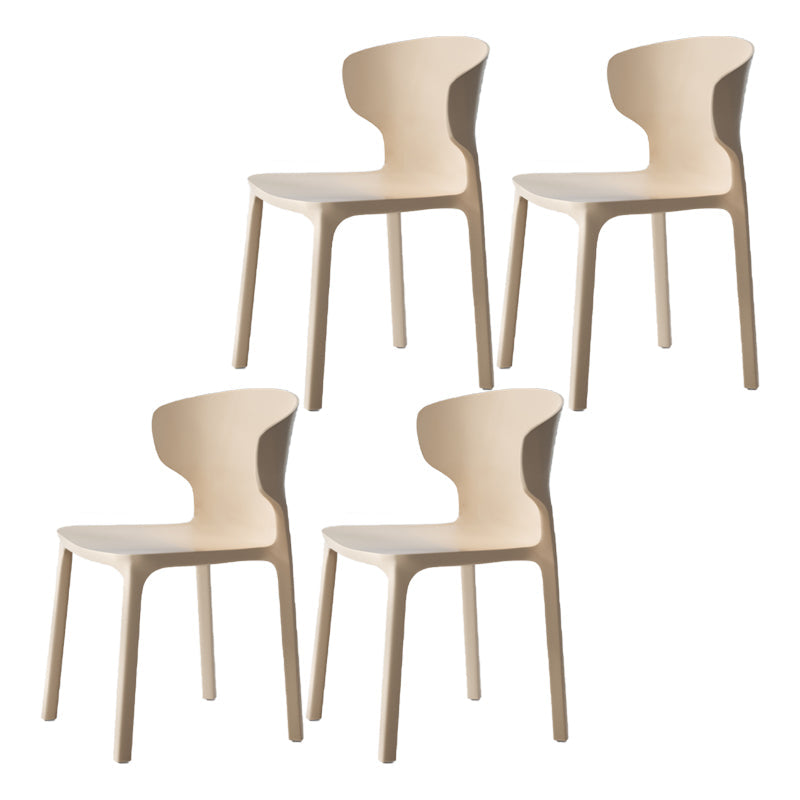 Scandinavian Style Plastic Dining Armless Chairs Wingback Chairs (Set of 4) Khaki 4 Piece Set Clearhalo ' kitchen&dining_furn' 'Dining Chairs' 'Dining Tables & Seating' 'dining_chair' 'furn' 'furn_dining_chair' 'Furniture' 'furniture_dining_chair' 'Kitchen & Dining Furniture' 'kitchen' 4140691