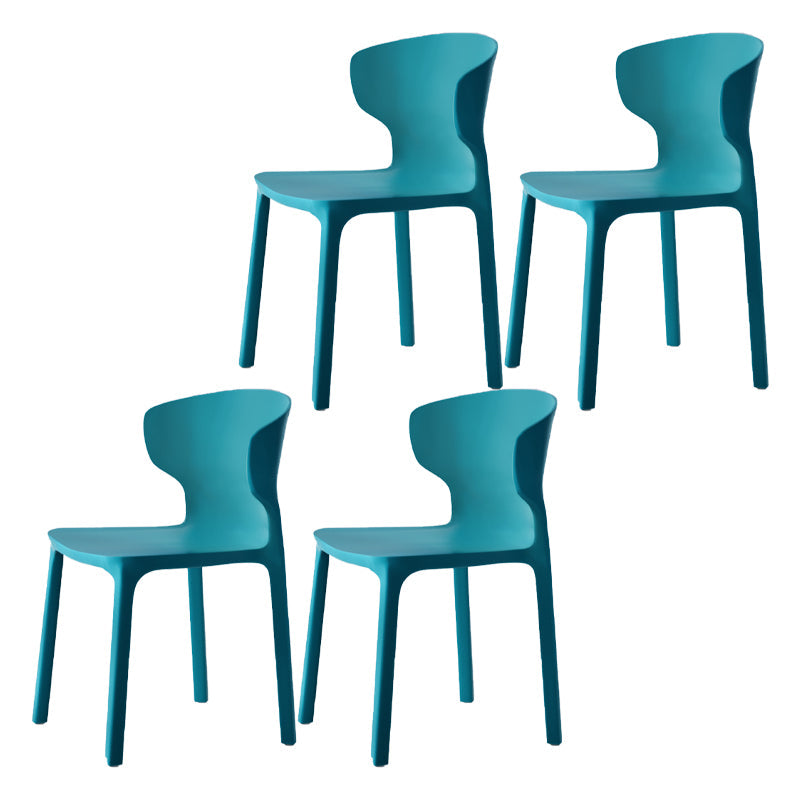 Scandinavian Style Plastic Dining Armless Chairs Wingback Chairs (Set of 4) Peacock Blue 4 Piece Set Clearhalo ' kitchen&dining_furn' 'Dining Chairs' 'Dining Tables & Seating' 'dining_chair' 'furn' 'furn_dining_chair' 'Furniture' 'furniture_dining_chair' 'Kitchen & Dining Furniture' 'kitchen' 4140694