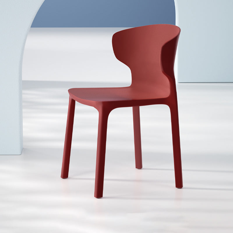 Scandinavian Style Plastic Dining Armless Chairs Wingback Chairs (Set of 4) Burgundy 1 Piece Clearhalo ' kitchen&dining_furn' 'Dining Chairs' 'Dining Tables & Seating' 'dining_chair' 'furn' 'furn_dining_chair' 'Furniture' 'furniture_dining_chair' 'Kitchen & Dining Furniture' 'kitchen' 4140695