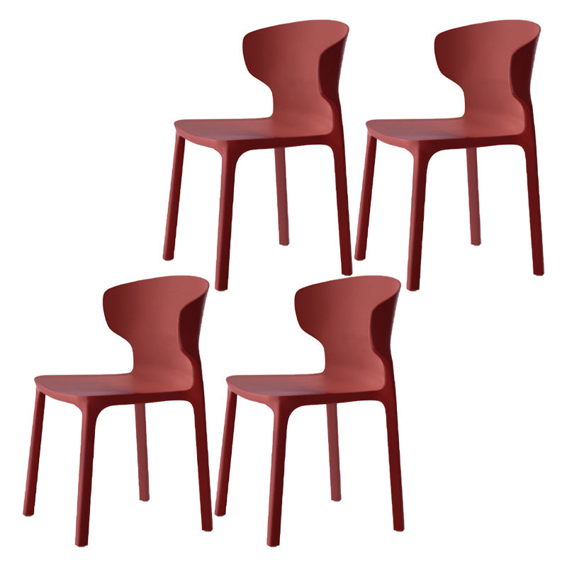 Scandinavian Style Plastic Dining Armless Chairs Wingback Chairs (Set of 4) Burgundy 4 Piece Set Clearhalo ' kitchen&dining_furn' 'Dining Chairs' 'Dining Tables & Seating' 'dining_chair' 'furn' 'furn_dining_chair' 'Furniture' 'furniture_dining_chair' 'Kitchen & Dining Furniture' 'kitchen' 4140697