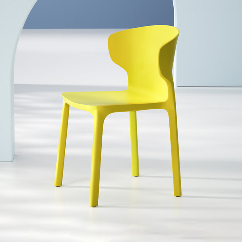 Scandinavian Style Plastic Dining Armless Chairs Wingback Chairs (Set of 4) Yellow 1 Piece Clearhalo ' kitchen&dining_furn' 'Dining Chairs' 'Dining Tables & Seating' 'dining_chair' 'furn' 'furn_dining_chair' 'Furniture' 'furniture_dining_chair' 'Kitchen & Dining Furniture' 'kitchen' 4140701