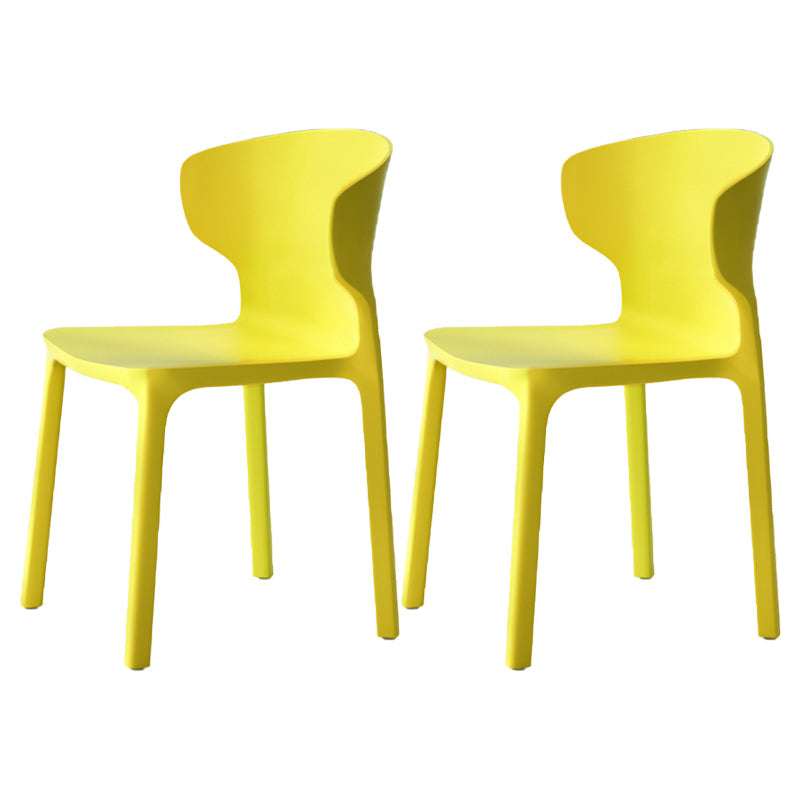 Scandinavian Style Plastic Dining Armless Chairs Wingback Chairs (Set of 4) Yellow 2 Piece Set Clearhalo ' kitchen&dining_furn' 'Dining Chairs' 'Dining Tables & Seating' 'dining_chair' 'furn' 'furn_dining_chair' 'Furniture' 'furniture_dining_chair' 'Kitchen & Dining Furniture' 'kitchen' 4140702