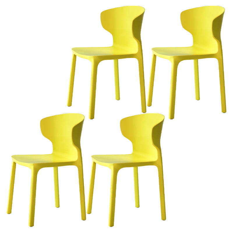 Scandinavian Style Plastic Dining Armless Chairs Wingback Chairs (Set of 4) Yellow 4 Piece Set Clearhalo ' kitchen&dining_furn' 'Dining Chairs' 'Dining Tables & Seating' 'dining_chair' 'furn' 'furn_dining_chair' 'Furniture' 'furniture_dining_chair' 'Kitchen & Dining Furniture' 'kitchen' 4140703