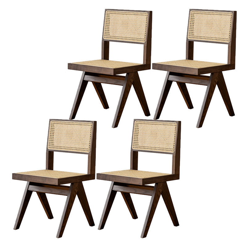 Traditional Style Dining Chairs Kitchen Armless Side Chairs with Wooden Legs Walnut 4 Piece Set Clearhalo ' kitchen&dining_furn' 'Dining Chairs' 'Dining Tables & Seating' 'dining_chair' 'furn' 'furn_dining_chair' 'Furniture' 'furniture_dining_chair' 'Kitchen & Dining Furniture' 'kitchen' 4140728