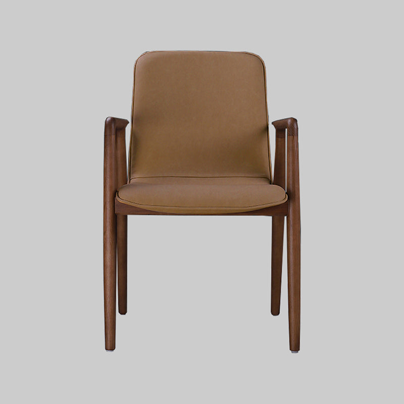 Traditional Style Dining Chair Kitchen Arm Single Chair with Wooden Legs Apricot Clearhalo ' kitchen&dining_furn' 'Dining Chairs' 'Dining Tables & Seating' 'dining_chair' 'furn' 'furn_dining_chair' 'Furniture' 'furniture_dining_chair' 'Kitchen & Dining Furniture' 'kitchen' 4140731