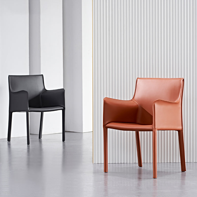 Contemporary Metal Dining Chair Dining Room Solid Back Single Chair with Arm Clearhalo ' kitchen&dining_furn' 'Dining Chairs' 'Dining Tables & Seating' 'dining_chair' 'furn' 'furn_dining_chair' 'Furniture' 'furniture_dining_chair' 'Kitchen & Dining Furniture' 'kitchen' 4140757