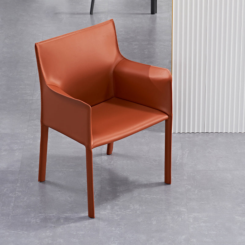 Contemporary Metal Dining Chair Dining Room Solid Back Single Chair with Arm Clearhalo ' kitchen&dining_furn' 'Dining Chairs' 'Dining Tables & Seating' 'dining_chair' 'furn' 'furn_dining_chair' 'Furniture' 'furniture_dining_chair' 'Kitchen & Dining Furniture' 'kitchen' 4140764