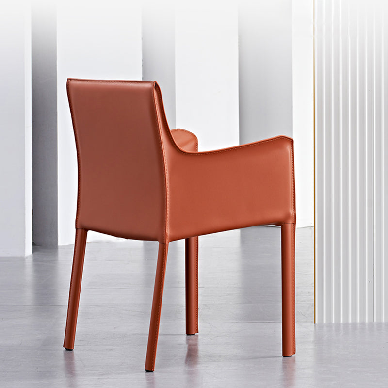 Contemporary Metal Dining Chair Dining Room Solid Back Single Chair with Arm Clearhalo ' kitchen&dining_furn' 'Dining Chairs' 'Dining Tables & Seating' 'dining_chair' 'furn' 'furn_dining_chair' 'Furniture' 'furniture_dining_chair' 'Kitchen & Dining Furniture' 'kitchen' 4140770