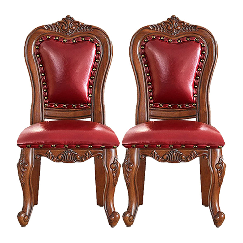 Traditional Style Dining Chair Kitchen Armless Side Chairs with Wooden Legs Burgundy 2 Piece Set Brown Clearhalo ' kitchen&dining_furn' 'Dining Chairs' 'Dining Tables & Seating' 'dining_chair' 'furn' 'furn_dining_chair' 'Furniture' 'furniture_dining_chair' 'Kitchen & Dining Furniture' 'kitchen' 4140791