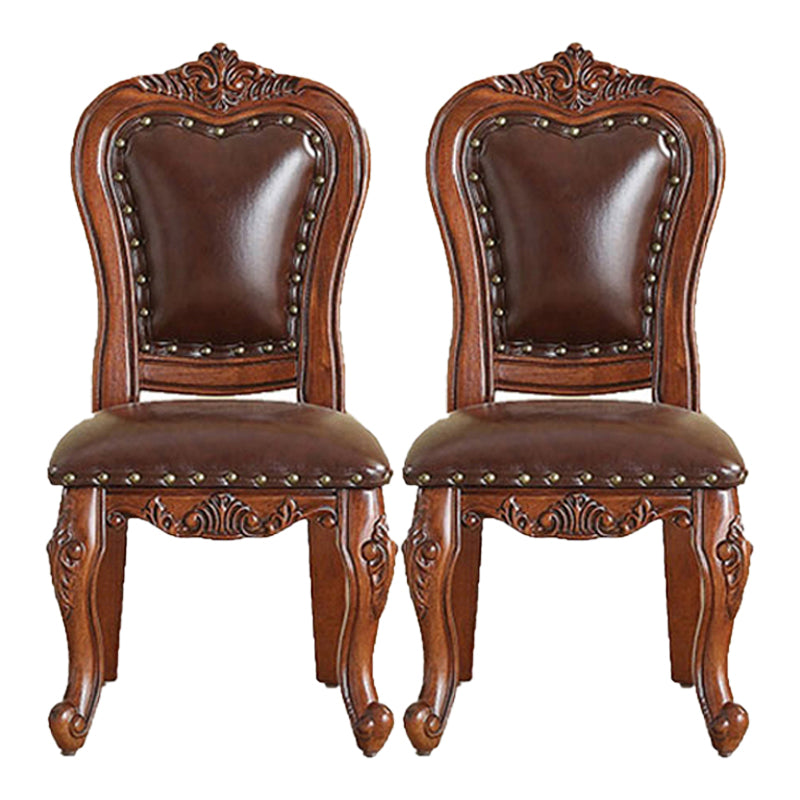 Traditional Style Dining Chair Kitchen Armless Side Chairs with Wooden Legs Brown 2 Piece Set Brown Clearhalo ' kitchen&dining_furn' 'Dining Chairs' 'Dining Tables & Seating' 'dining_chair' 'furn' 'furn_dining_chair' 'Furniture' 'furniture_dining_chair' 'Kitchen & Dining Furniture' 'kitchen' 4140794
