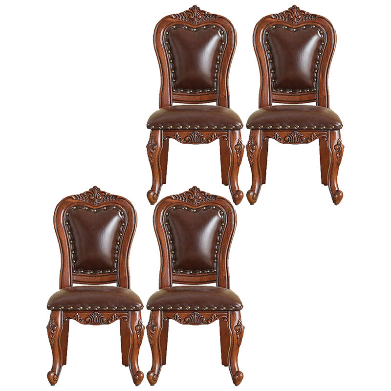 Traditional Style Dining Chair Kitchen Armless Side Chairs with Wooden Legs Brown 4 Piece Set Brown Clearhalo ' kitchen&dining_furn' 'Dining Chairs' 'Dining Tables & Seating' 'dining_chair' 'furn' 'furn_dining_chair' 'Furniture' 'furniture_dining_chair' 'Kitchen & Dining Furniture' 'kitchen' 4140795