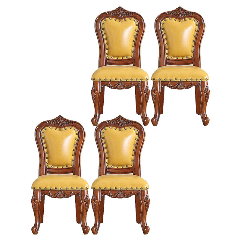 Traditional Style Dining Chair Kitchen Armless Side Chairs with Wooden Legs Lemon Yellow 4 Piece Set Brown Clearhalo ' kitchen&dining_furn' 'Dining Chairs' 'Dining Tables & Seating' 'dining_chair' 'furn' 'furn_dining_chair' 'Furniture' 'furniture_dining_chair' 'Kitchen & Dining Furniture' 'kitchen' 4140801