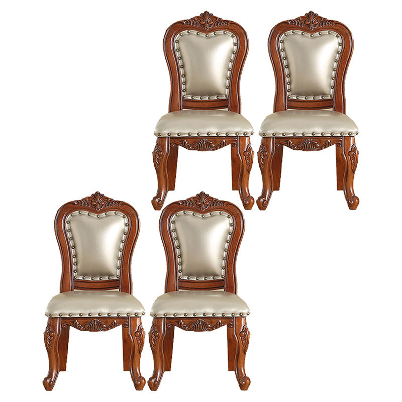 Traditional Style Dining Chair Kitchen Armless Side Chairs with Wooden Legs Champagne 4 Piece Set Brown Clearhalo ' kitchen&dining_furn' 'Dining Chairs' 'Dining Tables & Seating' 'dining_chair' 'furn' 'furn_dining_chair' 'Furniture' 'furniture_dining_chair' 'Kitchen & Dining Furniture' 'kitchen' 4140804