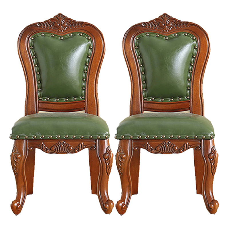 Traditional Style Dining Chair Kitchen Armless Side Chairs with Wooden Legs Lake Green 2 Piece Set Brown Clearhalo ' kitchen&dining_furn' 'Dining Chairs' 'Dining Tables & Seating' 'dining_chair' 'furn' 'furn_dining_chair' 'Furniture' 'furniture_dining_chair' 'Kitchen & Dining Furniture' 'kitchen' 4140806
