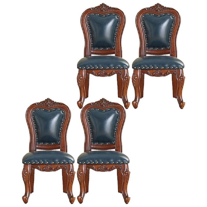 Traditional Style Dining Chair Kitchen Armless Side Chairs with Wooden Legs Royal Blue 4 Piece Set Brown Clearhalo ' kitchen&dining_furn' 'Dining Chairs' 'Dining Tables & Seating' 'dining_chair' 'furn' 'furn_dining_chair' 'Furniture' 'furniture_dining_chair' 'Kitchen & Dining Furniture' 'kitchen' 4140810