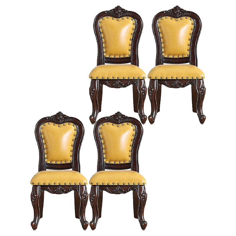 Traditional Style Dining Chair Kitchen Armless Side Chairs with Wooden Legs Lemon Yellow 4 Piece Set Black Clearhalo ' kitchen&dining_furn' 'Dining Chairs' 'Dining Tables & Seating' 'dining_chair' 'furn' 'furn_dining_chair' 'Furniture' 'furniture_dining_chair' 'Kitchen & Dining Furniture' 'kitchen' 4140813
