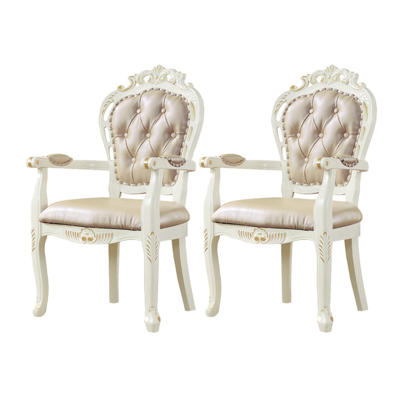 Victorian Dining Armchair Upholstered Arm Chairs with Wood Legs (Set of 2) Champagne Clearhalo ' kitchen&dining_furn' 'Dining Chairs' 'Dining Tables & Seating' 'dining_chair' 'furn' 'furn_dining_chair' 'Furniture' 'furniture_dining_chair' 'Kitchen & Dining Furniture' 'kitchen' 4140845