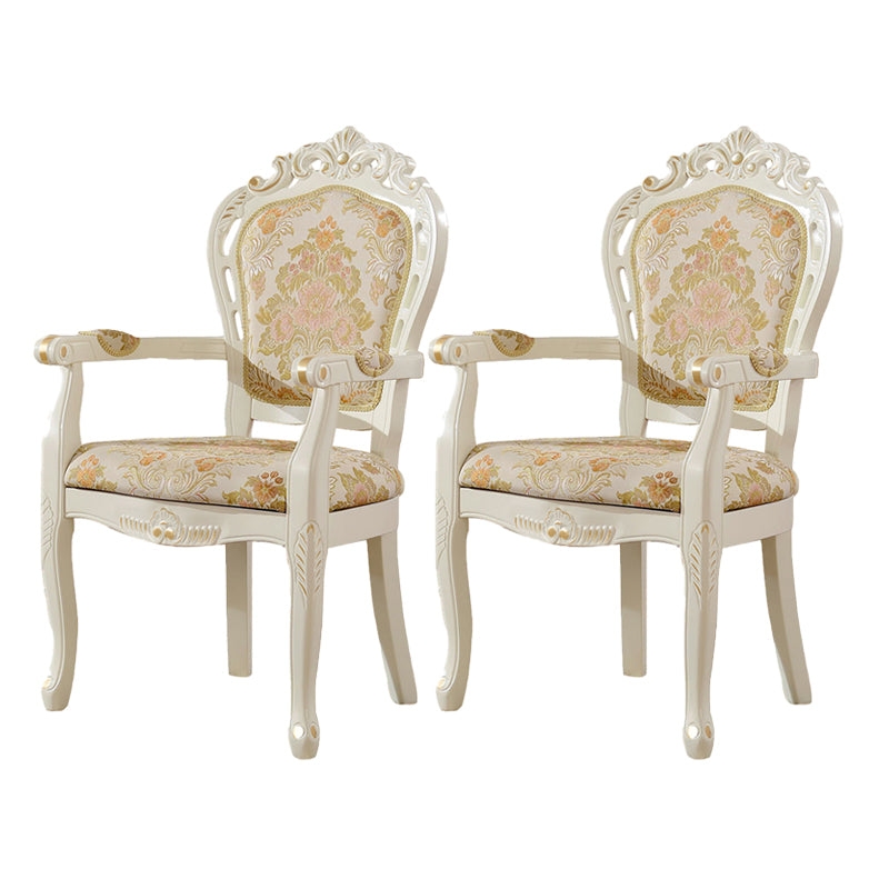 Victorian Dining Armchair Upholstered Arm Chairs with Wood Legs (Set of 2) Beige Clearhalo ' kitchen&dining_furn' 'Dining Chairs' 'Dining Tables & Seating' 'dining_chair' 'furn' 'furn_dining_chair' 'Furniture' 'furniture_dining_chair' 'Kitchen & Dining Furniture' 'kitchen' 4140846