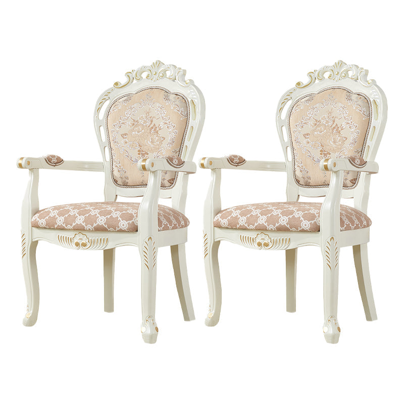 Victorian Dining Armchair Upholstered Arm Chairs with Wood Legs (Set of 2) Beige-Pink Clearhalo ' kitchen&dining_furn' 'Dining Chairs' 'Dining Tables & Seating' 'dining_chair' 'furn' 'furn_dining_chair' 'Furniture' 'furniture_dining_chair' 'Kitchen & Dining Furniture' 'kitchen' 4140848