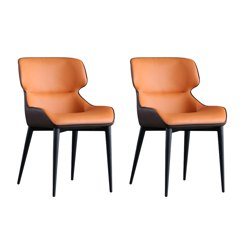 Industrial Style Metal Chair Dining Room Wingback Arm Chairs (Set of 2) Orange Clearhalo ' kitchen&dining_furn' 'Dining Chairs' 'Dining Tables & Seating' 'dining_chair' 'furn' 'furn_dining_chair' 'Furniture' 'furniture_dining_chair' 'Kitchen & Dining Furniture' 'kitchen' 4140861