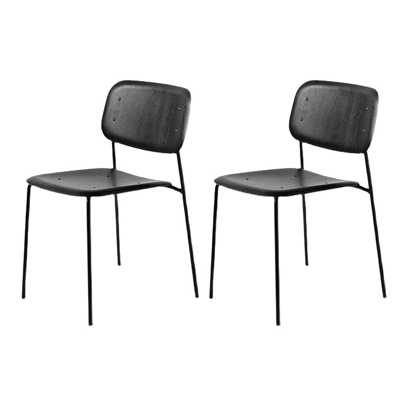 Industrial Indoor Side Chair Wood Open Back with Metal Legs Dining Room Chair Black 2 Piece Set Clearhalo ' kitchen&dining_furn' 'Dining Chairs' 'Dining Tables & Seating' 'dining_chair' 'furn' 'furn_dining_chair' 'Furniture' 'furniture_dining_chair' 'Kitchen & Dining Furniture' 'kitchen' 4140882