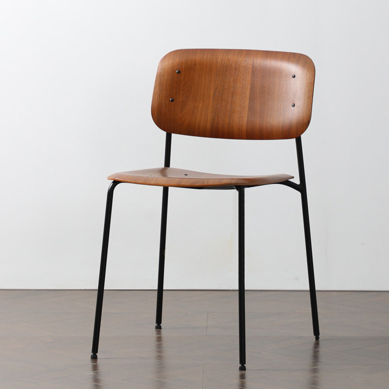 Industrial Indoor Side Chair Wood Open Back with Metal Legs Dining Room Chair Walnut 1 Piece Clearhalo ' kitchen&dining_furn' 'Dining Chairs' 'Dining Tables & Seating' 'dining_chair' 'furn' 'furn_dining_chair' 'Furniture' 'furniture_dining_chair' 'Kitchen & Dining Furniture' 'kitchen' 4140887