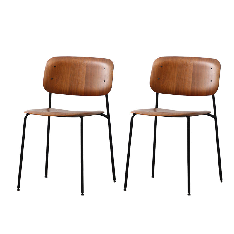 Industrial Indoor Side Chair Wood Open Back with Metal Legs Dining Room Chair Walnut 2 Piece Set Clearhalo ' kitchen&dining_furn' 'Dining Chairs' 'Dining Tables & Seating' 'dining_chair' 'furn' 'furn_dining_chair' 'Furniture' 'furniture_dining_chair' 'Kitchen & Dining Furniture' 'kitchen' 4140889