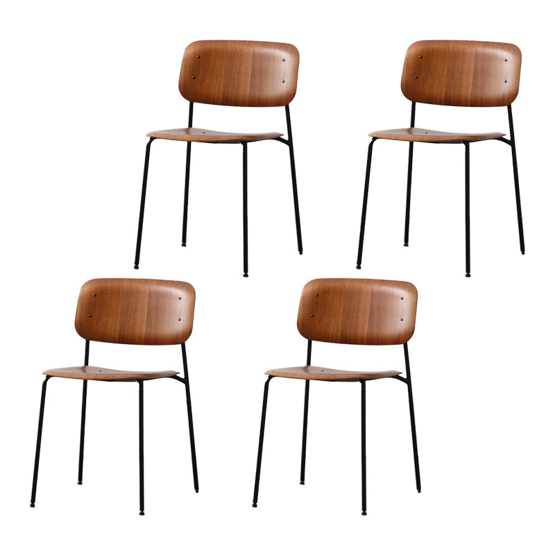 Industrial Indoor Side Chair Wood Open Back with Metal Legs Dining Room Chair Walnut 4 Piece Set Clearhalo ' kitchen&dining_furn' 'Dining Chairs' 'Dining Tables & Seating' 'dining_chair' 'furn' 'furn_dining_chair' 'Furniture' 'furniture_dining_chair' 'Kitchen & Dining Furniture' 'kitchen' 4140891