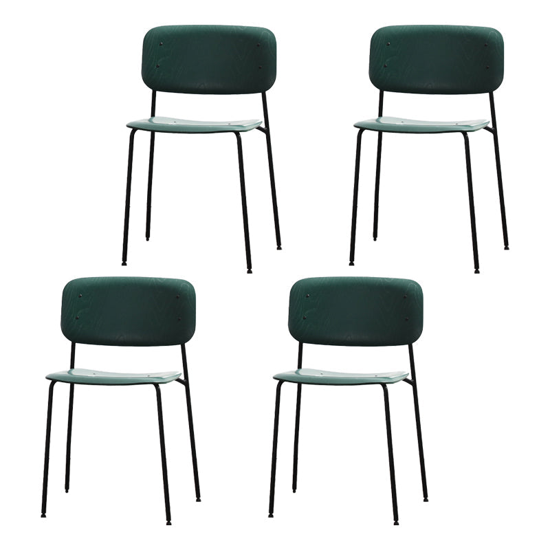 Industrial Indoor Side Chair Wood Open Back with Metal Legs Dining Room Chair Green 4 Piece Set Clearhalo ' kitchen&dining_furn' 'Dining Chairs' 'Dining Tables & Seating' 'dining_chair' 'furn' 'furn_dining_chair' 'Furniture' 'furniture_dining_chair' 'Kitchen & Dining Furniture' 'kitchen' 4140897